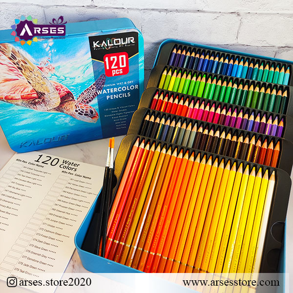 مدادرنگی 120رنگ آبرنگی جعبه فلزی کالور