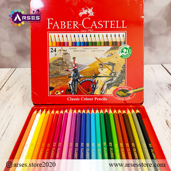 مداد رنگی 24 رنگ کلاسیک جعبه فلزی فابرکاستل
