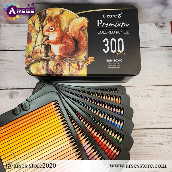 مداد رنگی 300 رنگ جعبه فلزی کوروت