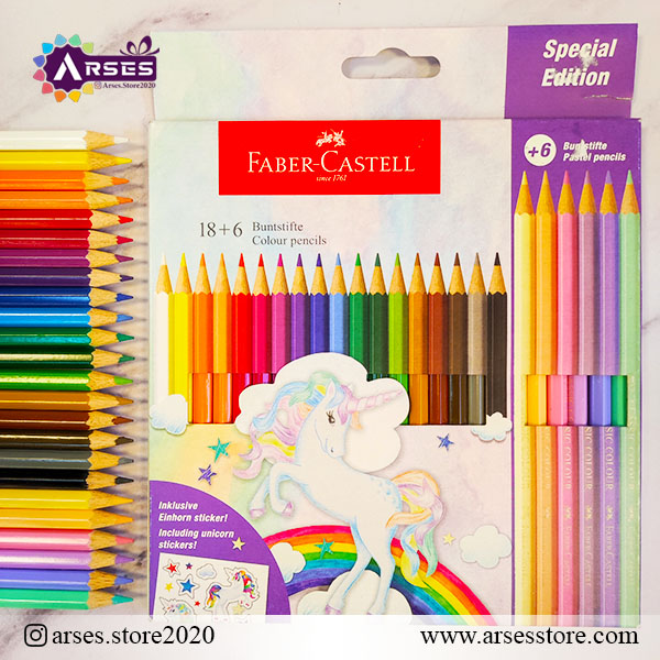 مدادرنگی 24 رنگ پاستلی و کلاسیک فابرکاستل 6+18