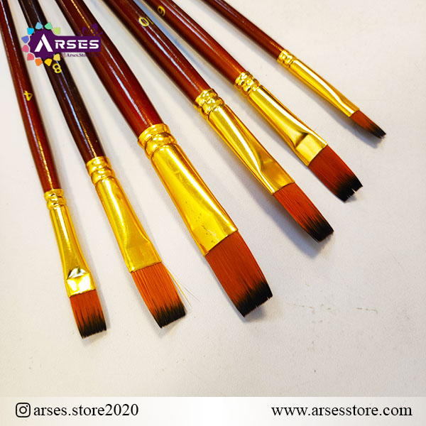 ست قلمو 6 عددی سرتخت دسته چوبی