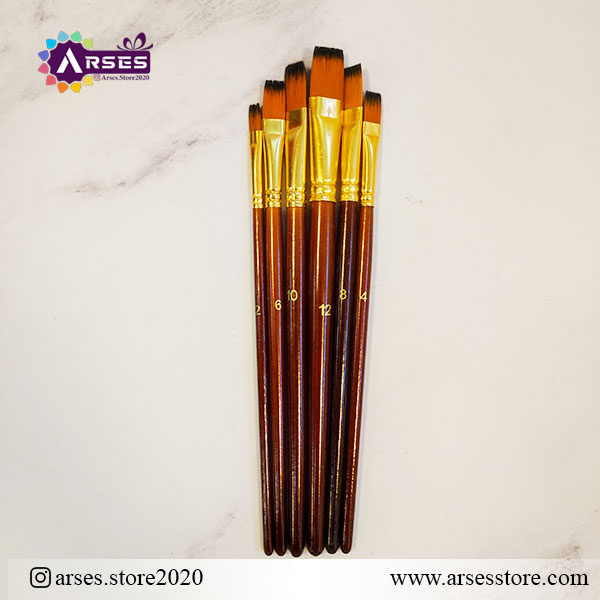 ست قلمو 6 عددی سرتخت دسته چوبی3