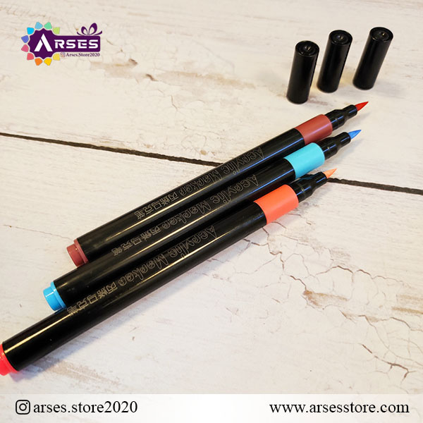 ماژیک 120 رنگ براش اکرولیک سطلی3