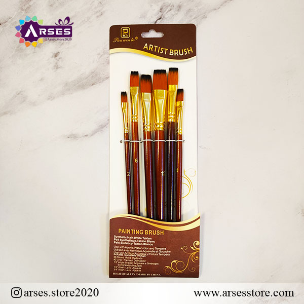 ست قلمو 6 عددی سرتخت دسته چوبی2